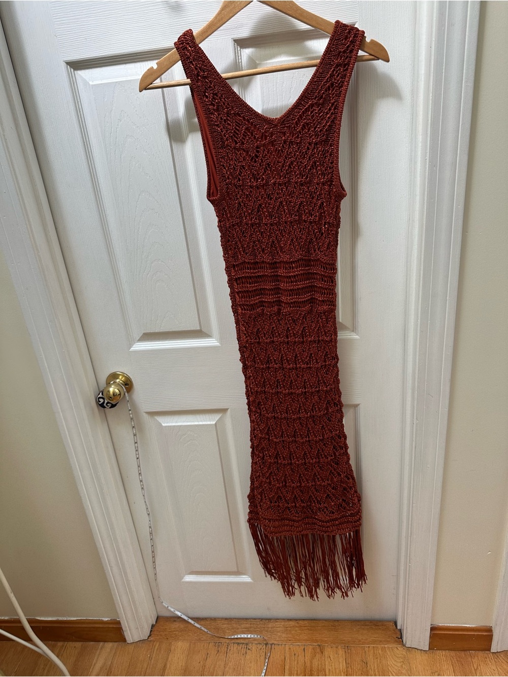 Club Monaco Orange Crochet Fringe Maxi Dress m medium - Picture 6 of 6
